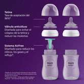 Tetero Natural Response 3.0 Valve AirFree Elefante 9oz Uso